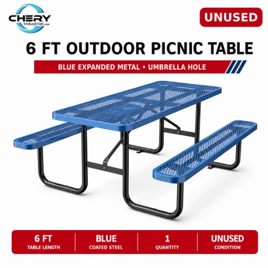 Unused 6ft rectangle outdoor picnic table Blue