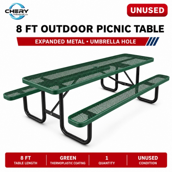 Unused Lifeyard 8' Rectangular Metal Picnic Table Green