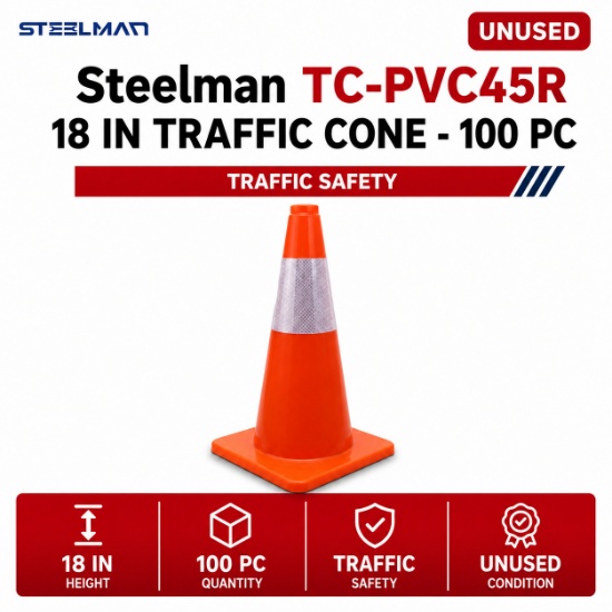 Unused TC-PVC45R 18in TRAFFIC CONE 100pc