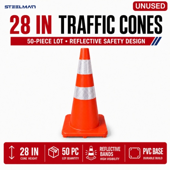 Unused TC-PVC70R 28in TRAFFIC CONE 50pc