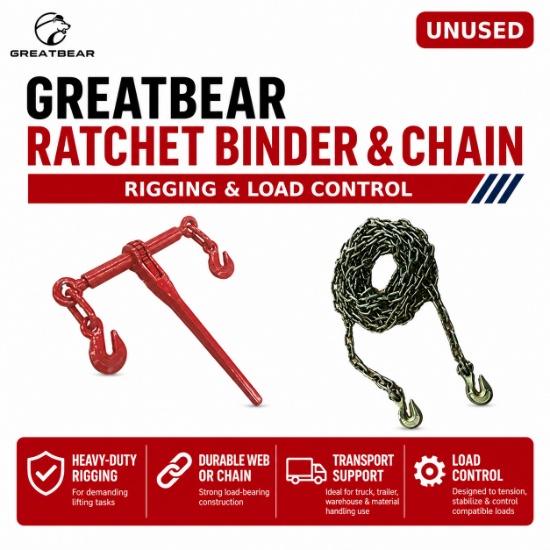 Unused Ratchet binder and chain 9200 lbs