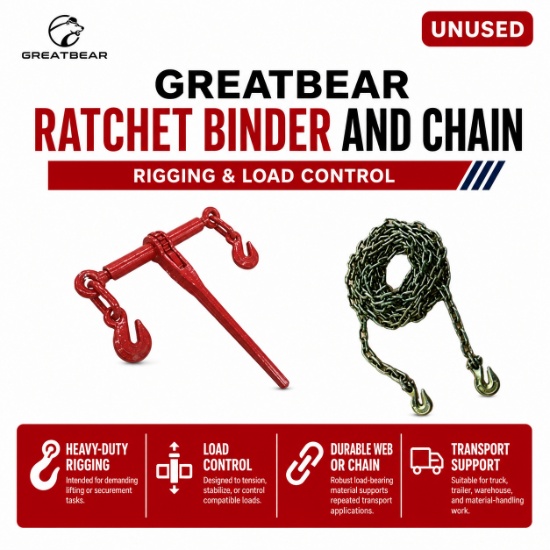 Unused Ratchet binder and chain 5400 lbs
