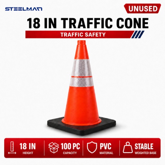 Unused TC-PVC45B 18in TRAFFIC CONE 100pc