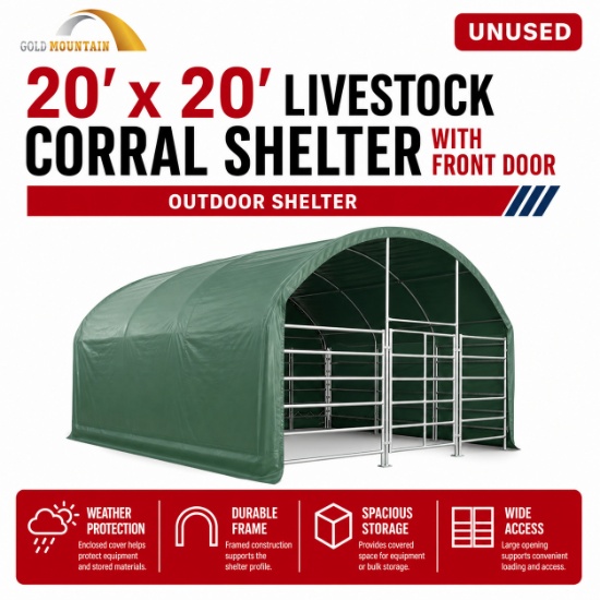 Unused 20*20FT Green Cattle Tent with 500 GSM PVC and Netting