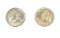 Two 1964 John F. Kennedy Silver Half Dollars
