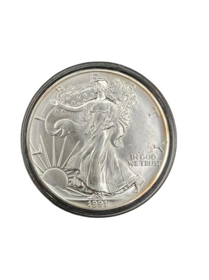 1991 American Silver Eagle 1 Troy oz Fine Silver Dollar