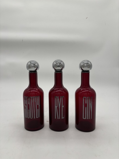 Set of Three Glass Decanters