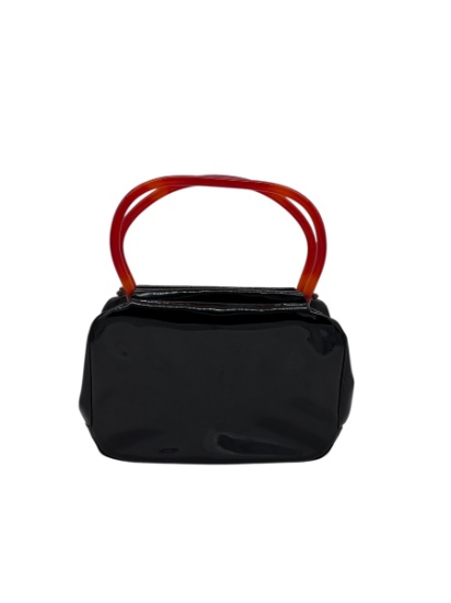 Vintage Black Patent Purse with Bakelite Handles