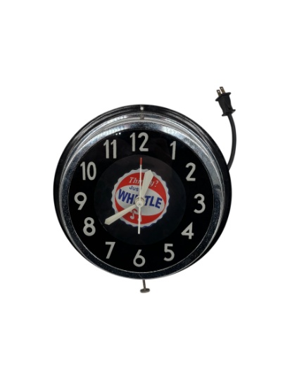 Vintage Whistle Soda Advertising Clock