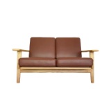 Hans Wegner for GETAMA GE-290/2 Two-Seat Plank Sofa in Leather
