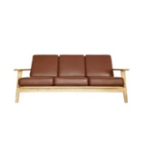 Hans Wegner for GETAMA GE-290/3 Three-Seat Plank Sofa in Leather