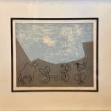 After Pablo Picasso Bacchanal with Bull Color Linocut 1962