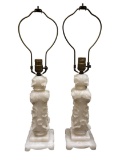Pair of Carved Alabaster Table Lamps