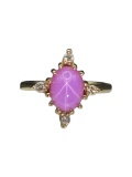 14K Gold Pink Star Sapphire Ring