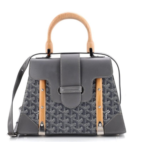 Goyard Saigon Top Handle Bag Coated Canvas with Leather PM