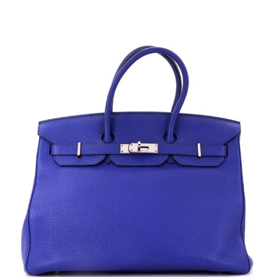 Hermes Birkin Handbag Blue Togo with Palladium Hardware 35
