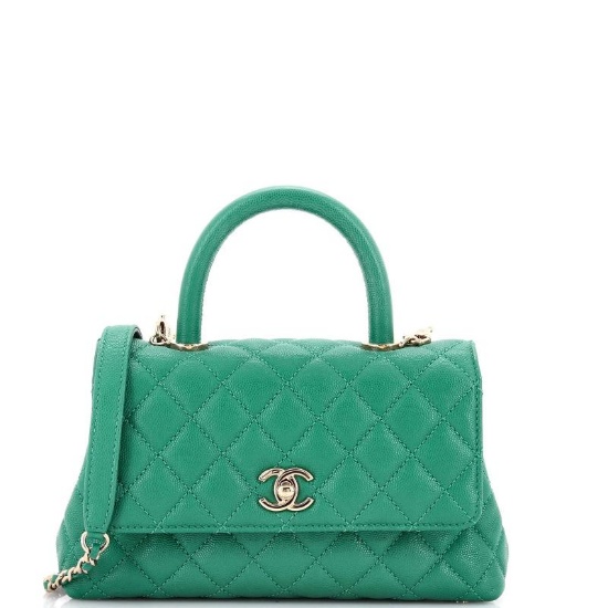 Chanel Coco Top Handle Bag Quilted Caviar Mini