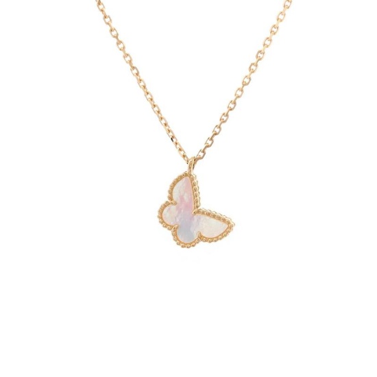 Van Cleef  Arpels Sweet Alhambra Butterfly Pendant Necklace 18K Yellow Gold