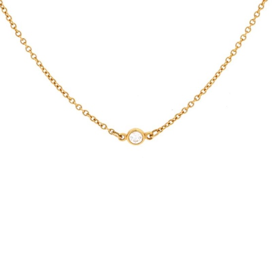 Tiffany  Co Elsa Peretti Diamonds By The Yard 5 Stone Necklace 18K Yellow Gold