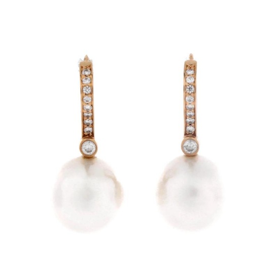 Tiffany & Co. South Sea Noble Dangle Earrings 18k Rose Gold with Cultured Pearls