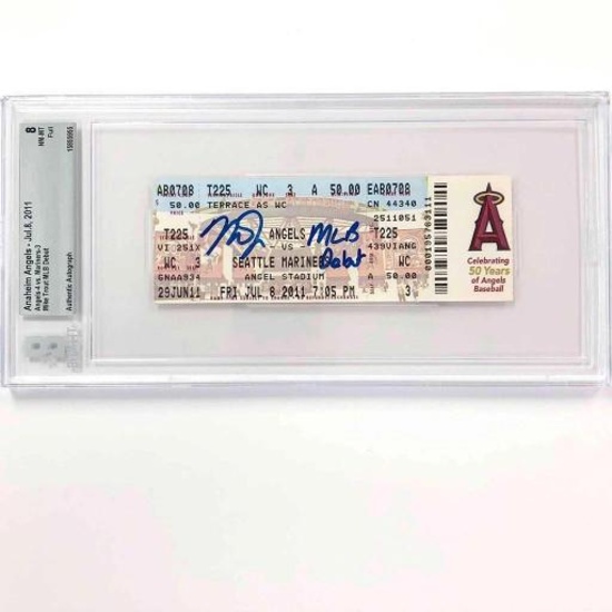 Mike Trout "MLB Debut" signed 7/8/2011 Angels full ticket BGS 8 w/ MLB Hologram