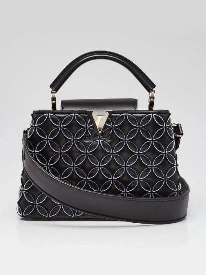Louis Vuitton Black Tufted Flower Lambskin Leather Capucines BB Bag