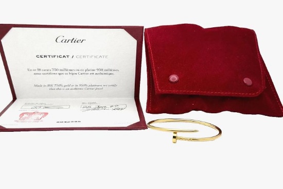 Cartier JUSTE UN CLOU 18k Yellow Gold Small Model COA & Pouch Size 15