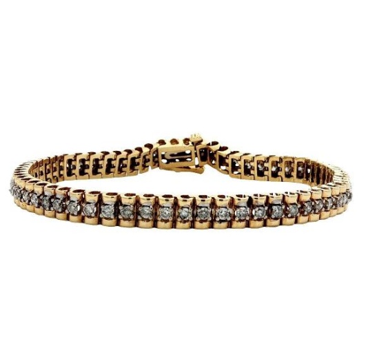 Diamond Link Tennis Bracelet In 14k Yellow Gold