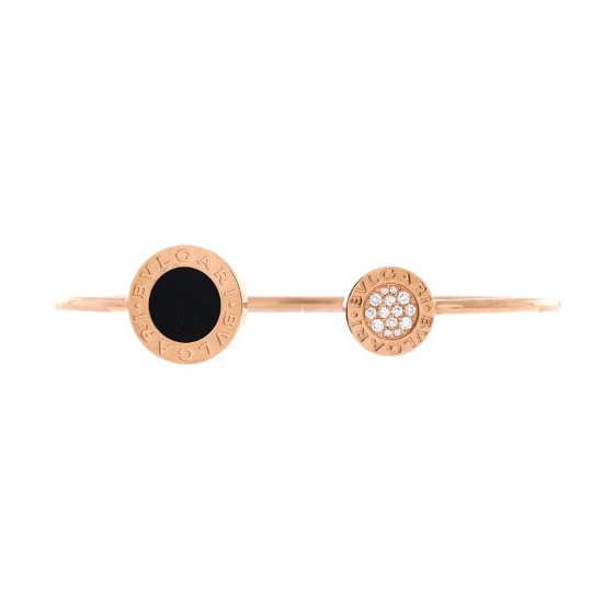 Bvlgari Bvlgari Bvlgari Cuff Bracelet 18K Rose Gold with Onyx and Diamonds