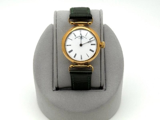 Vintage Patek Philippe Tiffany & Co Watch 34mm 18K Gold Leather Strap