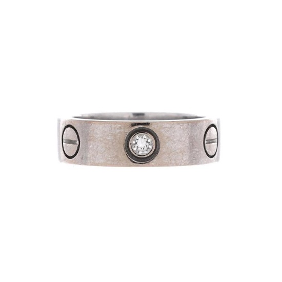 Cartier Love 3 Diamonds Band Ring 18K White Gold with Diamond