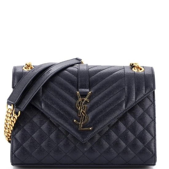 Saint Laurent Classic Monogram Envelope Satchel Mixed Matelasse Leather Medium