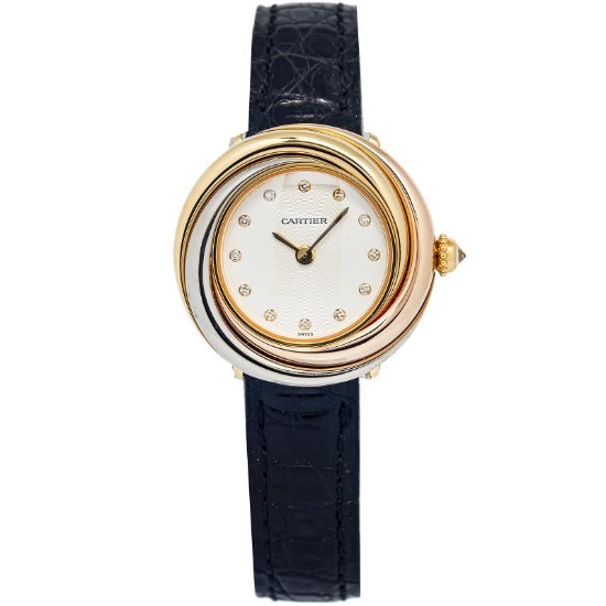 Cartier Trinity WG200256 18k Tricolor Diamond Quartz Ladies Watch 25mm