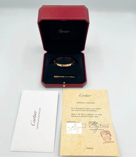 Cartier Love Bracelet Classic Model 18K Rose Gold Size 16
