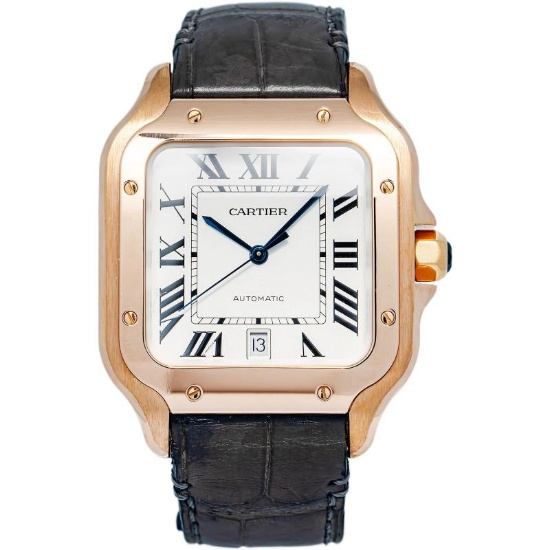 Cartier Santos De WGSA0011 18K Rose Gold White Dial Auto Men Watch 40mm