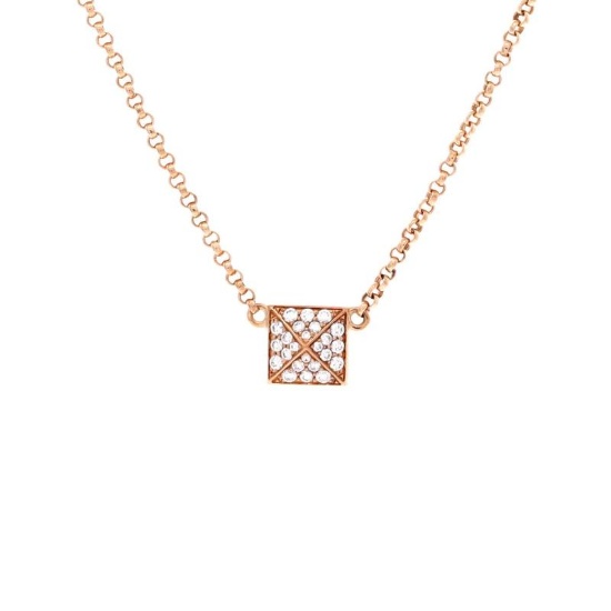 Hermes Clou d'H Pendant Necklace 18K Rose Gold with Diamonds Small
