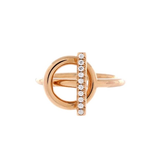 Hermes Echappee Ring 18K Rose Gold and Diamonds Small