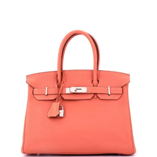 Hermes Birkin Handbag Pink Clemence with Palladium Hardware 30