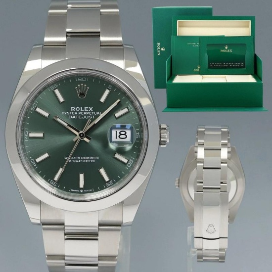 2026 NEW PAPERS Rolex DateJust 41 Steel 126300 Mint Green Oyster 41mm Watch Box