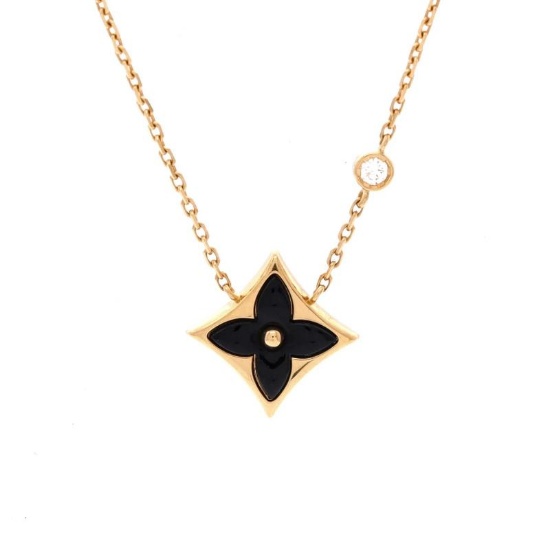 Louis Vuitton Color Blossom BB Star Pendant Necklace 18K Yellow Gold with Onyx