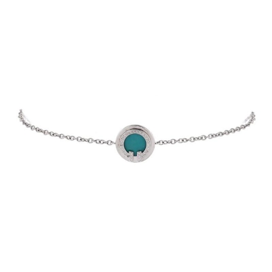 Tiffany & Co. T Circle Chain Bracelet 18K White Gold with Turquoise and Diamonds
