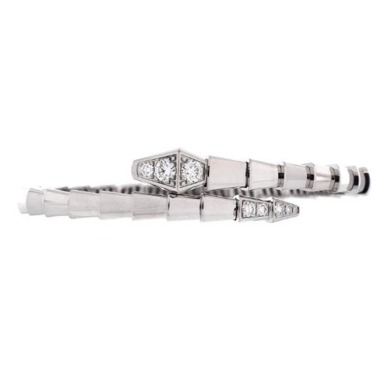 Bvlgari Serpenti Viper Bracelet 18K White Gold with Diamonds Small