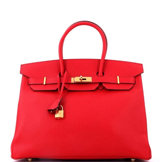 Hermes Birkin Handbag Red Epsom with Gold Hardware 35