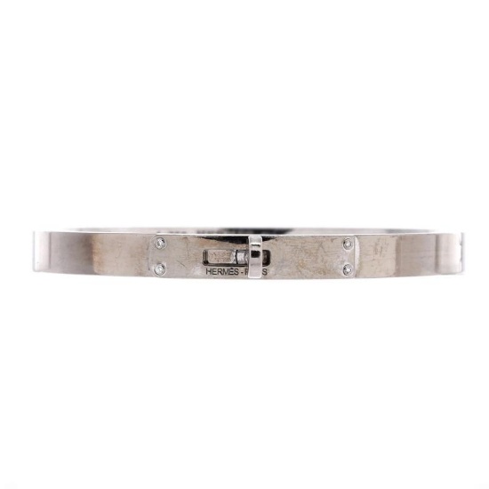 Hermes Kelly Bracelet 18K White Gold with 4 Diamonds Small