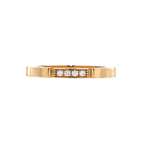Cartier Maillon Panthere Band Ring 18K Yellow Gold with 4 Diamonds