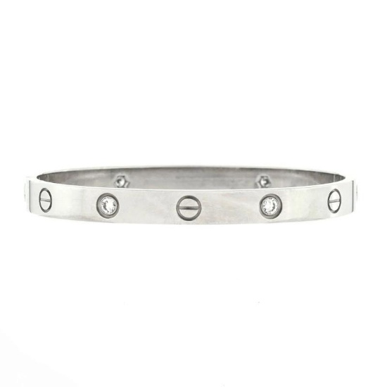 Cartier Love 4 Diamond Bracelet 18K White Gold and Diamonds