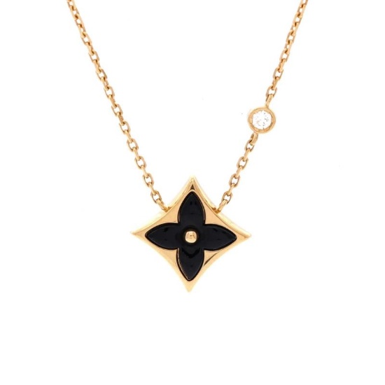 Louis Vuitton Color Blossom BB Star Pendant Necklace 18K Yellow Gold with Onyx