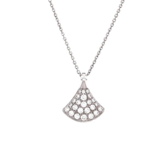 Bvlgari Divas' Dream Pendant Necklace 18K White Gold with Pave Diamonds Small