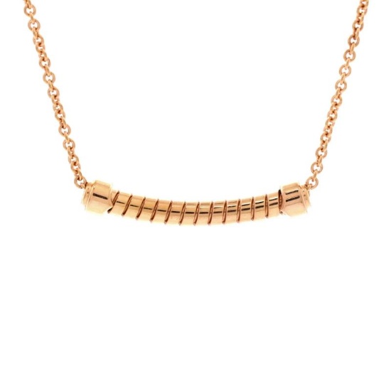 Bvlgari Tubogas Pendant Necklace 18K Rose Gold