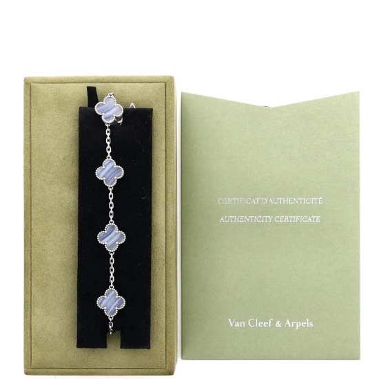 Van Cleef & Arpels Vintage Alhambra 5 Motifs Bracelet 18K White Gold